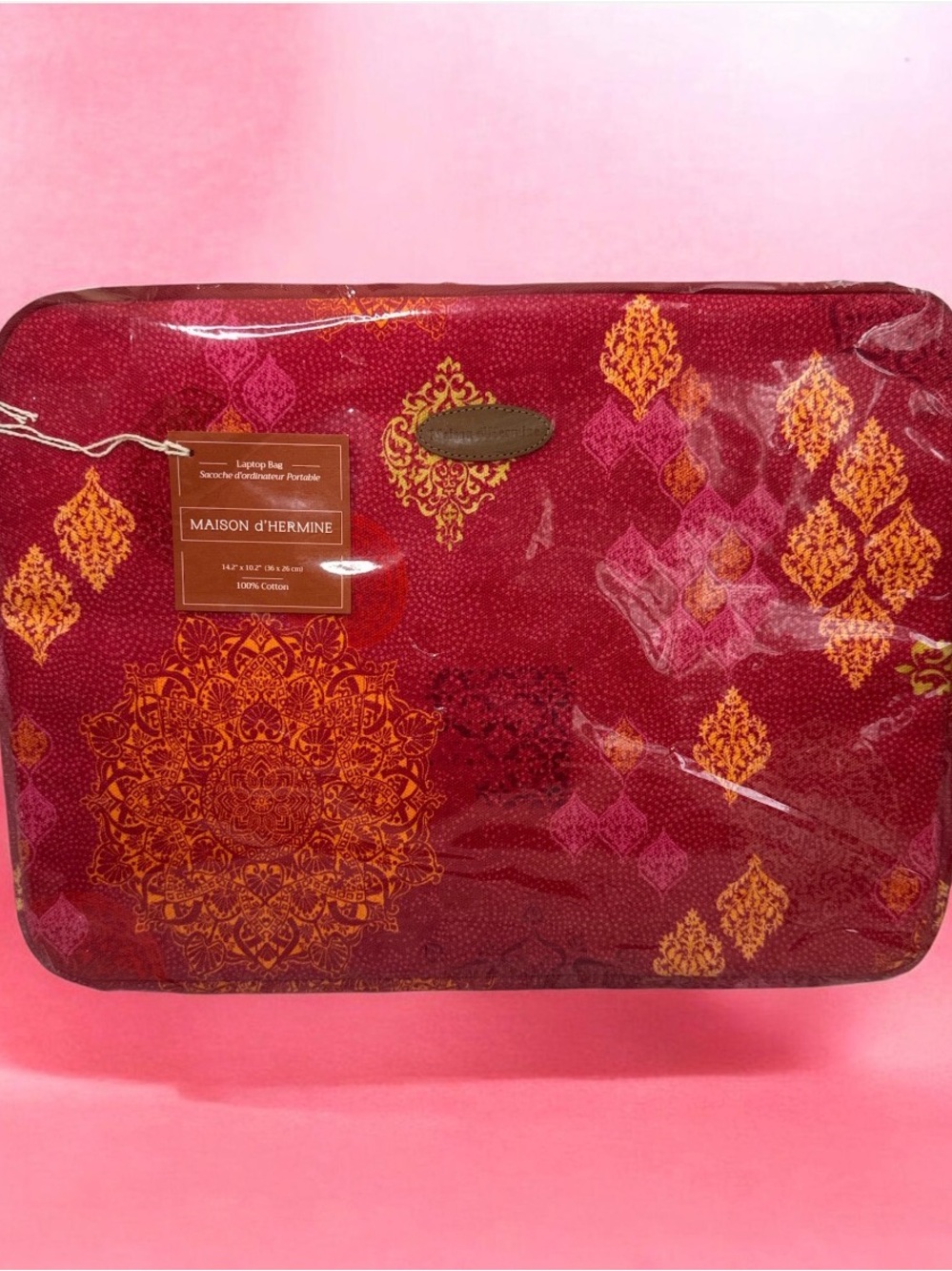 Maison d' Hermine Red and Orange Patterned Laptop Bag NWT